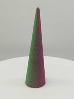 SLANTED RING CONE 3 1/2" FUZZY PATTERN MULTI COLOR SHIFT SILK FINISH - #0489