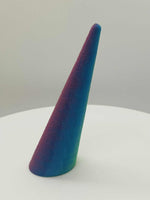 SLANTED RING CONE 4" FUZZY PATTERN MULTI COLOR SHIFT SILK FINISH - #0490