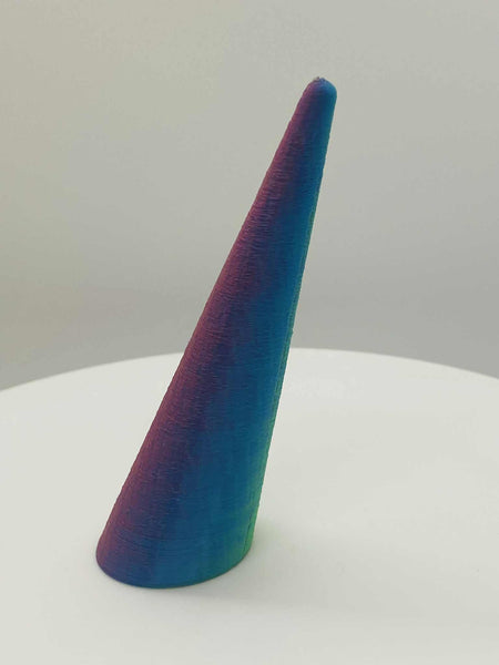 SLANTED RING CONE 4" FUZZY PATTERN MULTI COLOR SHIFT SILK FINISH - #0490