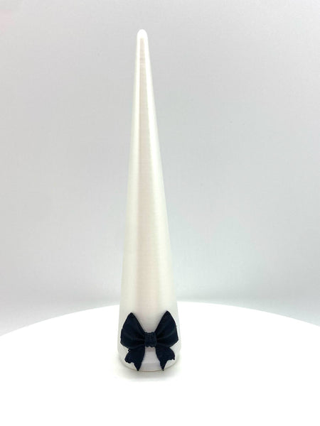 RING CONE 5" WHITE SILK FINISH WITH BLACK BOW - #0339