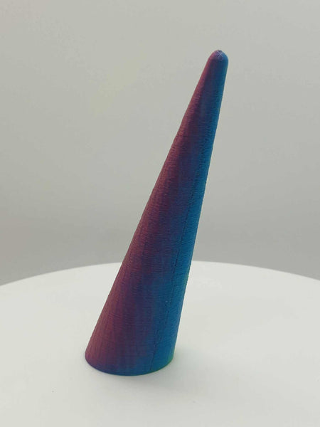 SLANTED RING CONE 3 1/2" FUZZY PATTERN MULTI COLOR SHIFT SILK FINISH - #0489
