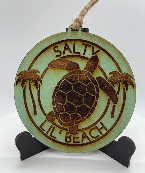 Salty Lil Beach Turtle Ornament - #0044