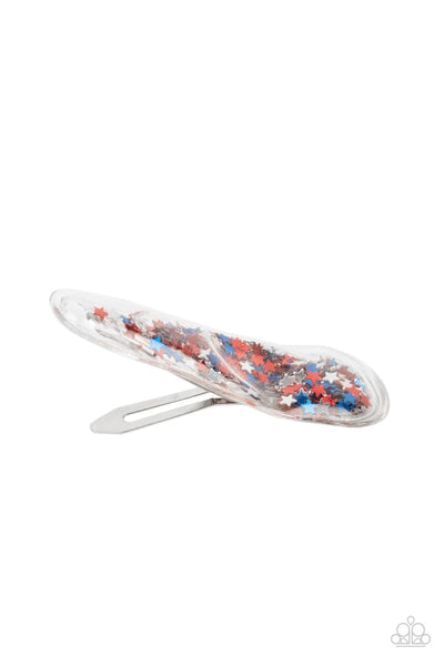 Oh, My Stars and Stripes - Multi Red, Silver & Blue - Hair Clip - #P0886