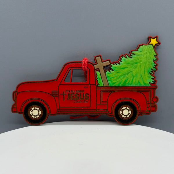 Red Truck - It's All About Jesus - Ornament - #0625
