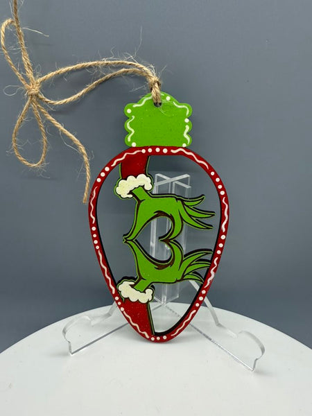 Grinch Hands Love Gesture in Light Bulb 1 Ornament - #0707
