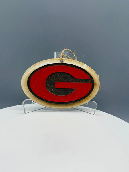 Georgia Dawg OVAL G 1 Layered Ornament - #0715