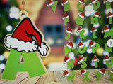 Grinch Alphabet Letter with Santa Hat Ornament - #0664