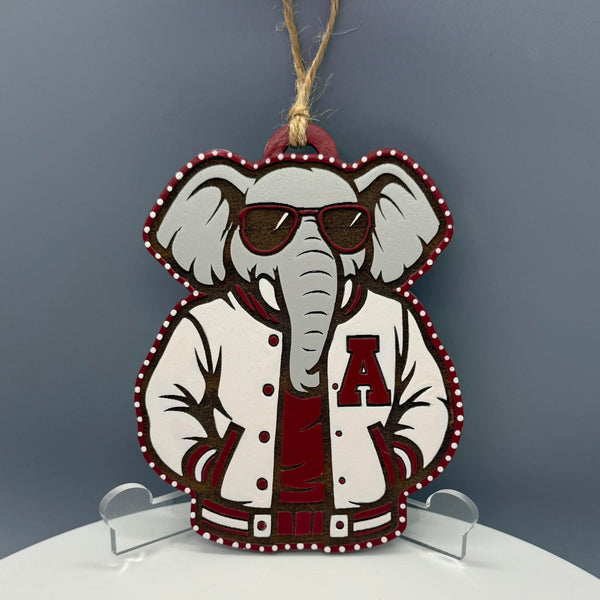 Alabama Elephant with Jacket A 1 Ornament - #0721