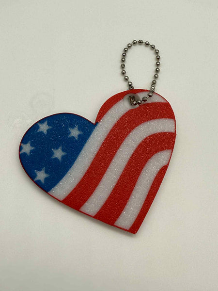 3D Printed 2 1/2" HEART FLAG KEYCHAIN 1 - #0511