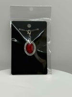 Charm - Oval Medallion with Read and Clear Stones - #0552