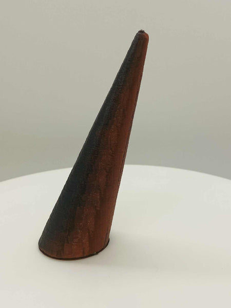 SLANTED RING CONE 3 1/2" FUZZY PATTERN RED/BLACK COLOR SHIFT SILK FINISH - #0487
