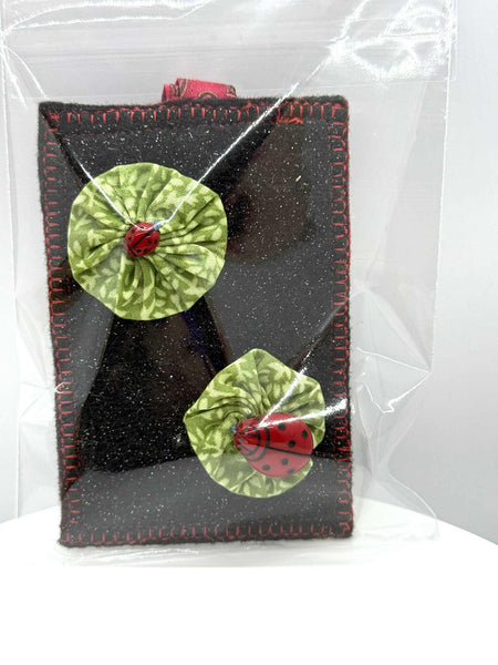 Fabric Pattern with Ladybugs Keychain - #0558
