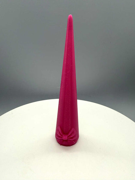 RING CONE 5" HOT PINK SILK FINISH WITH PINK BOW - #0611