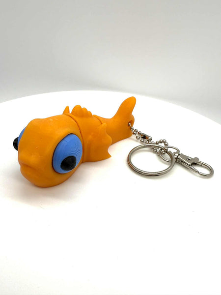 3D Printed 3 1/4" ARTICULATING GOLDFISH KEYCHAIN 1 - #0387