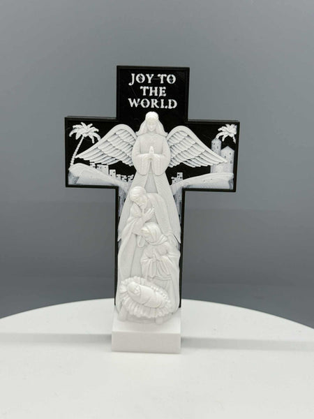 3D Printed 4 1/2" JOY TO THE WORLD NATIVITY CROSS 2 - #0606