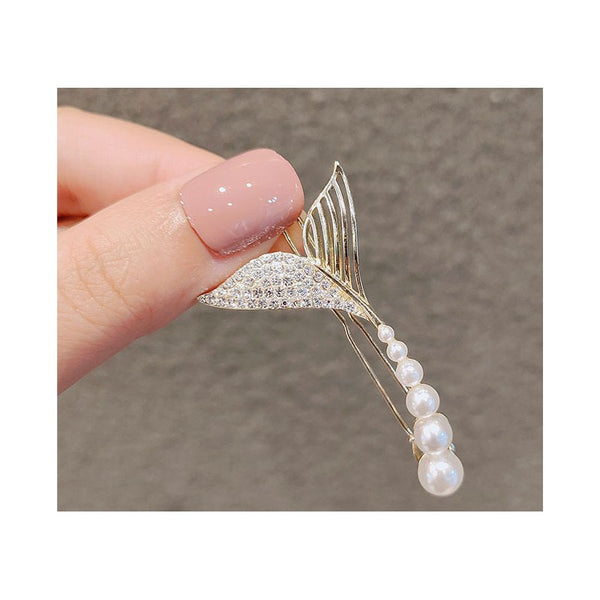 Mermaid's Tail Studded Pearl - Hair Clip - #P0117