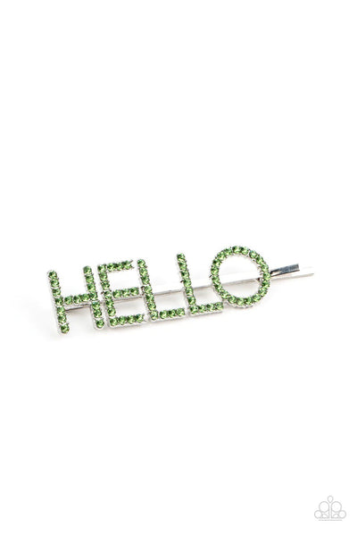 Hello There - Green - Hair Clip - #P0139